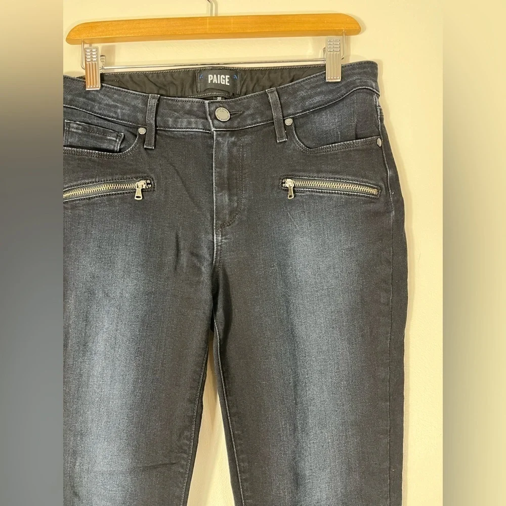 PAIGE Denim Jill Zip Style Skinny Jeans Womens Size 30 Dark Wash USA Made - Picture 3 of 16